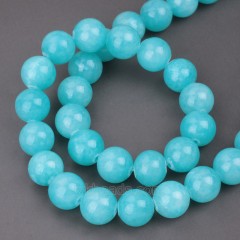 Dyed Angel Blue Yellow Jade Smooth Round Beads Strands, Approx 4-12mm, 38cm/strand