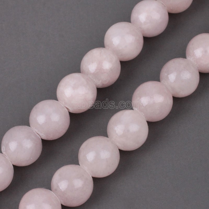 Dyed Pale Mauve Yellow Jade Smooth Round Beads Strands, Approx 4-12mm, 38cm/strand
