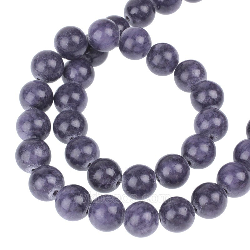 Dyed Club Blue Yellow Jade Smooth Round Beads Strands, Approx 4-12mm, 38cm/strand