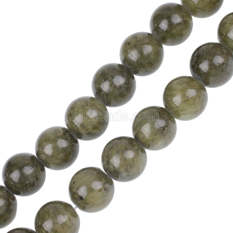 Dyed Winter Moss Yellow Jade Smooth Round Beads Strands, Approx 4-12mm, 38cm/strand