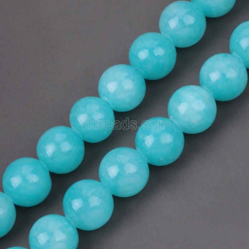 Dyed Angel Blue Yellow Jade Smooth Round Beads Strands, Approx 4-12mm, 38cm/strand