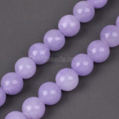 Dyed Pale Purple Yellow Jade Smooth Round Beads Strands, Approx 4-12mm, 38cm/strand