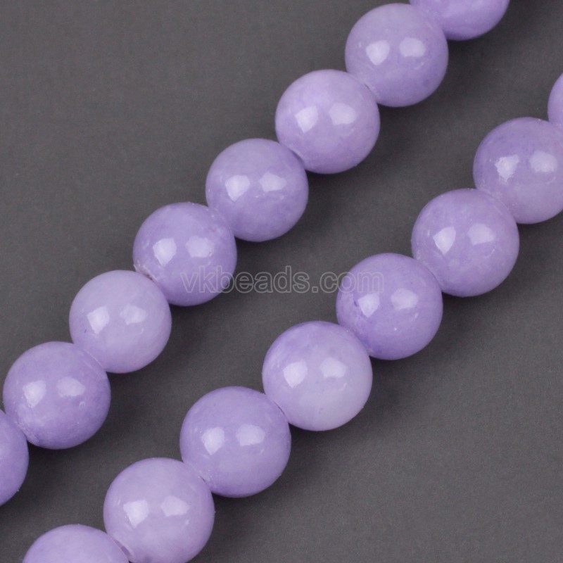 Dyed Pale Purple Yellow Jade Smooth Round Beads Strands, Approx 4-12mm, 38cm/strand