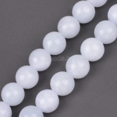 Dyed White Yellow Jade Smooth Round Beads Strands, Approx 4-12mm, 38cm/strand