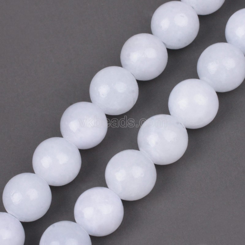 Dyed White Yellow Jade Smooth Round Beads Strands, Approx 4-12mm, 38cm/strand