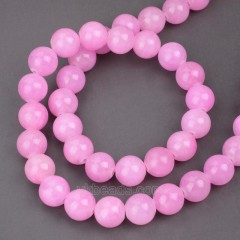 Dyed Magenta Yellow Jade Smooth Round Beads Strands, Approx 4-12mm, 38cm/strand
