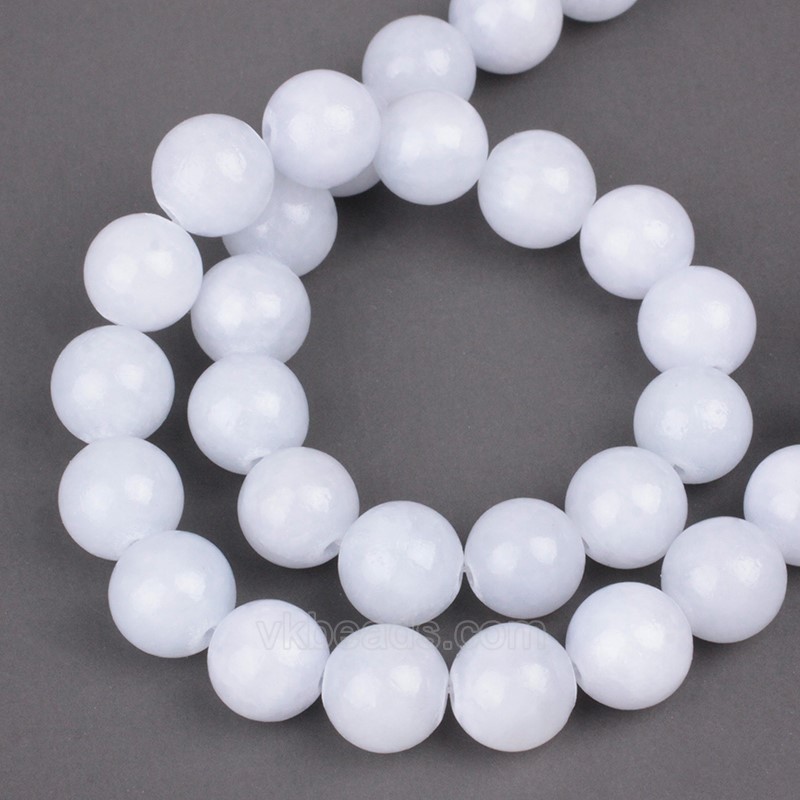 Dyed White Yellow Jade Smooth Round Beads Strands, Approx 4-12mm, 38cm/strand