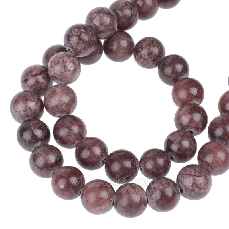 Dyed Brown Yellow Jade Smooth Round Beads Strands, Approx 4-12mm, 38cm/strand