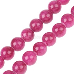 Dyed Fuchsia Yellow Jade Smooth Round Beads Strands, Approx 4-12mm, 38cm/strand