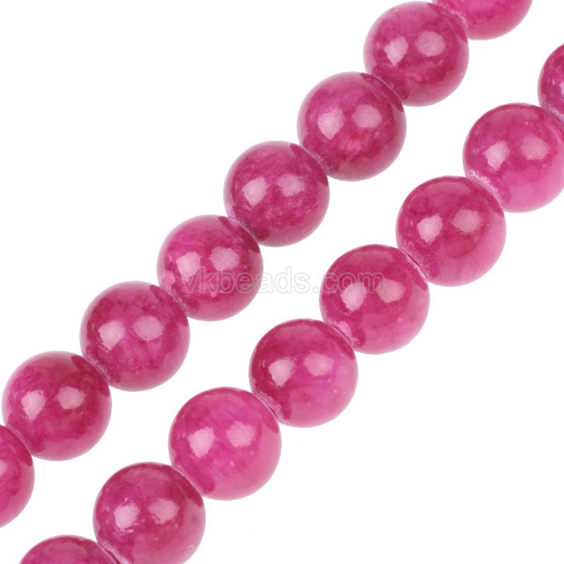 Dyed Fuchsia Yellow Jade Smooth Round Beads Strands, Approx 4-12mm, 38cm/strand
