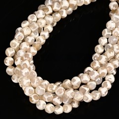 Turtle Back Pattern Grey Tibetan dZi Agate Faceted Round Beads Strands, Approx 6-12mm, 38cm/strand