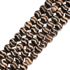 Dark Brown Water Wave Pattern Antique Brown Tibetan dZi Agate Smooth Round Beads Strands, Approx 10mm, 38cm/strand