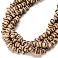 Water Wave Pattern Antique Brown Tibetan dZi Agate Smooth Round Beads Strands, Approx 8mm, 38cm/strand