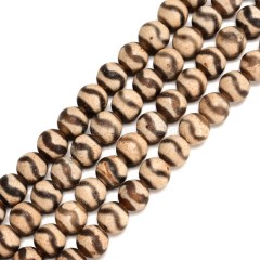 Water Wave Pattern Antique Brown Tibetan dZi Agate Smooth Round Beads Strands, Approx 8mm, 38cm/strand