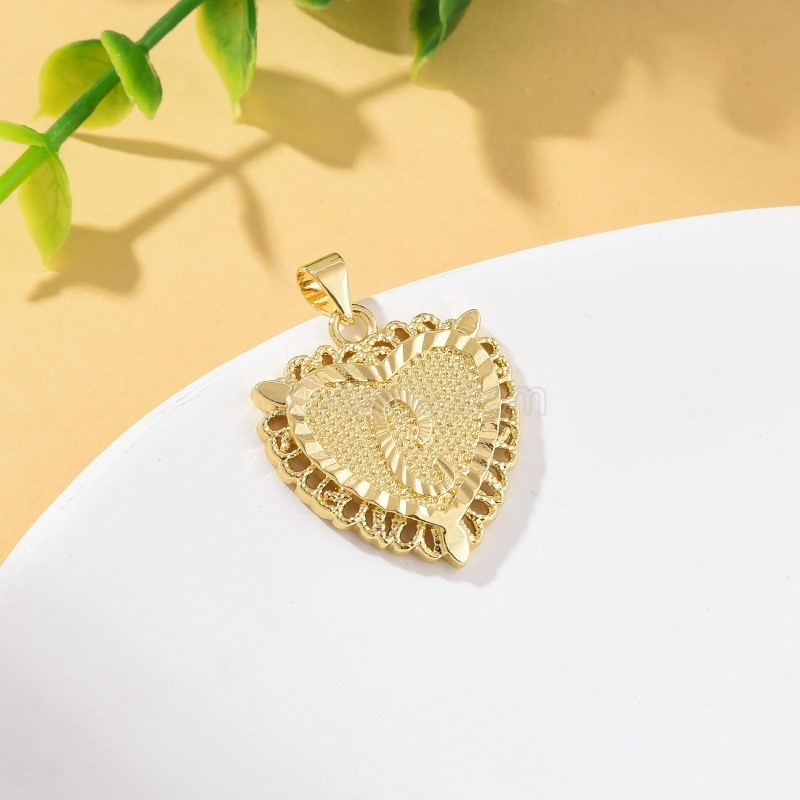 A-Z English Letters Gold Color Plated Brass Heart Shaped Charm Pendants, Approx 22x28mm, Sell by Piece