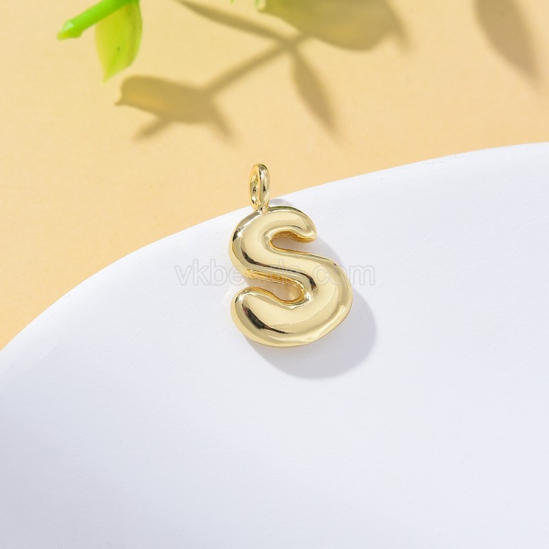 A-Z English Letters Gold Color Plated Brass Charm Pendants, Approx 12x17mm, Sell by Piece