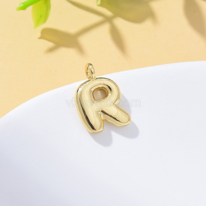 A-Z English Letters Gold Color Plated Brass Charm Pendants, Approx 12x17mm, Sell by Piece
