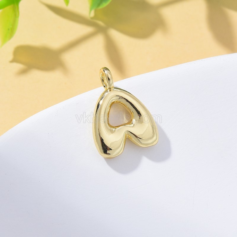 A-Z English Letters Gold Color Plated Brass Charm Pendants, Approx 12x17mm, Sell by Piece