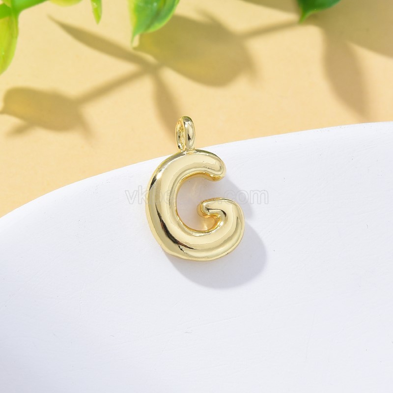 A-Z English Letters Gold Color Plated Brass Charm Pendants, Approx 12x17mm, Sell by Piece