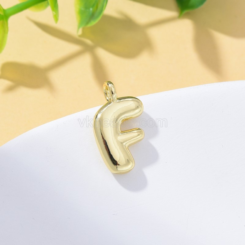 A-Z English Letters Gold Color Plated Brass Charm Pendants, Approx 12x17mm, Sell by Piece