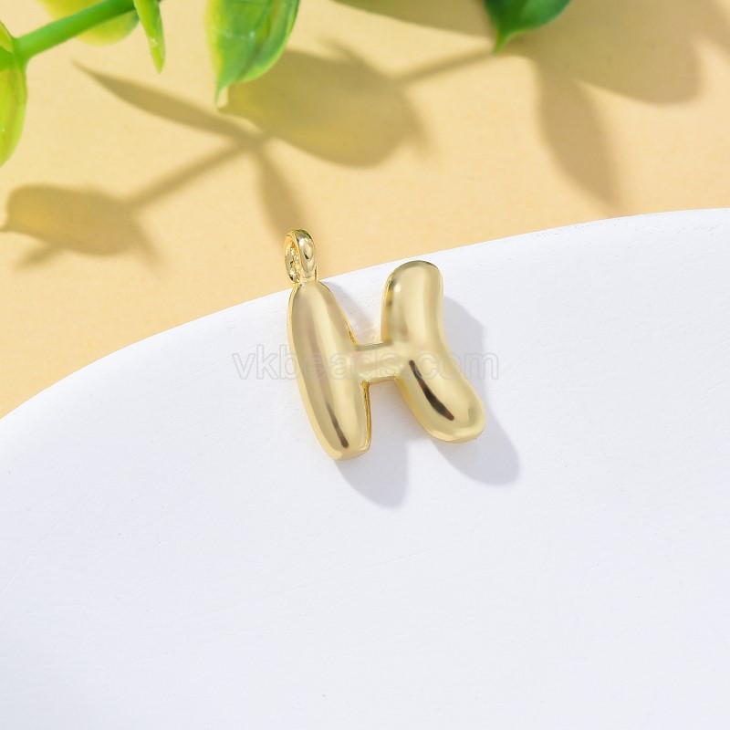 A-Z English Letters Gold Color Plated Brass Charm Pendants, Approx 12x17mm, Sell by Piece