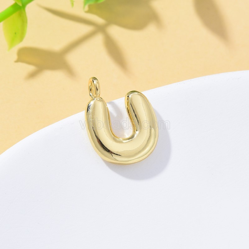 A-Z English Letters Gold Color Plated Brass Charm Pendants, Approx 12x17mm, Sell by Piece