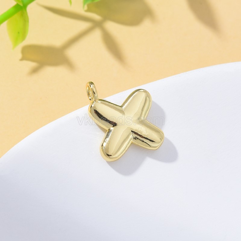 A-Z English Letters Gold Color Plated Brass Charm Pendants, Approx 12x17mm, Sell by Piece