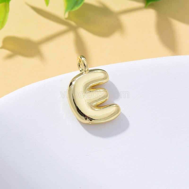 A-Z English Letters Gold Color Plated Brass Charm Pendants, Approx 12x17mm, Sell by Piece