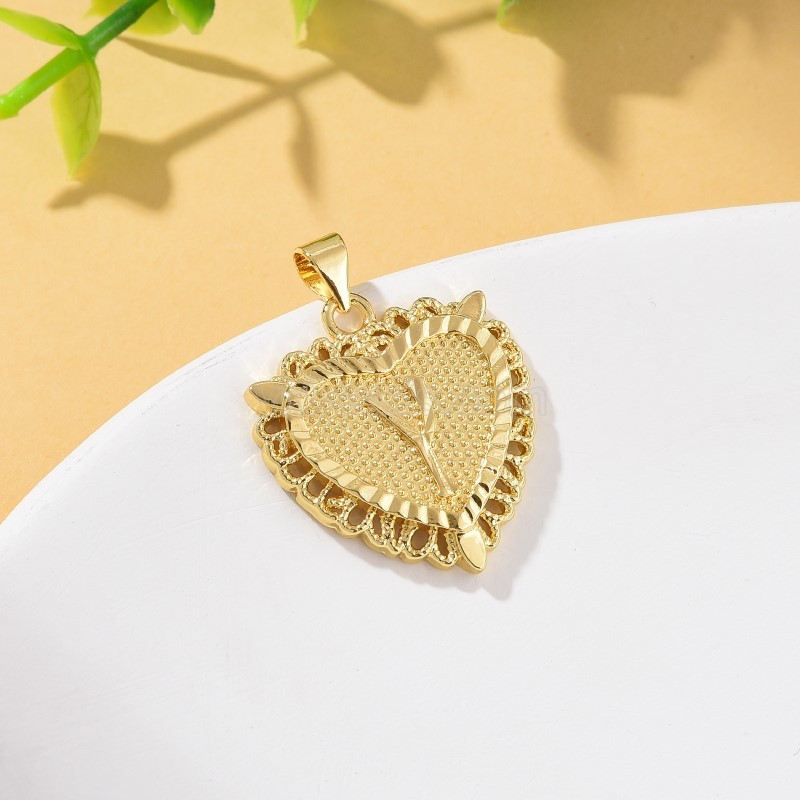 A-Z English Letters Gold Color Plated Brass Heart Shaped Charm Pendants, Approx 22x28mm, Sell by Piece