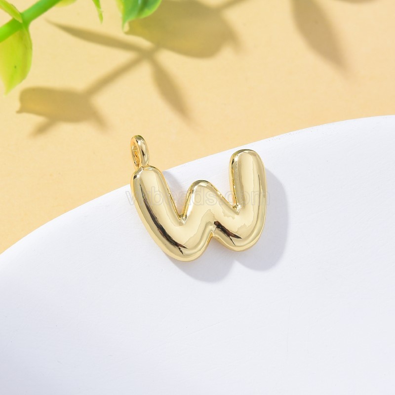 A-Z English Letters Gold Color Plated Brass Charm Pendants, Approx 12x17mm, Sell by Piece