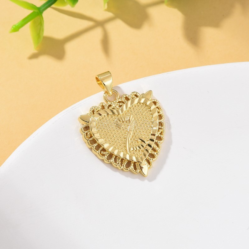 A-Z English Letters Gold Color Plated Brass Heart Shaped Charm Pendants, Approx 22x28mm, Sell by Piece