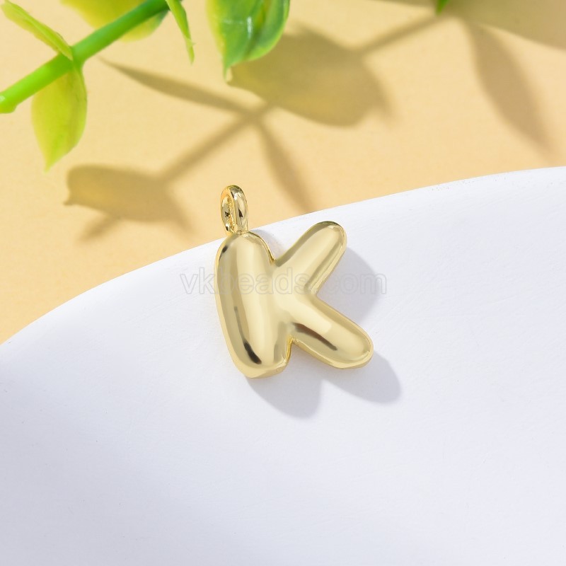 A-Z English Letters Gold Color Plated Brass Charm Pendants, Approx 12x17mm, Sell by Piece