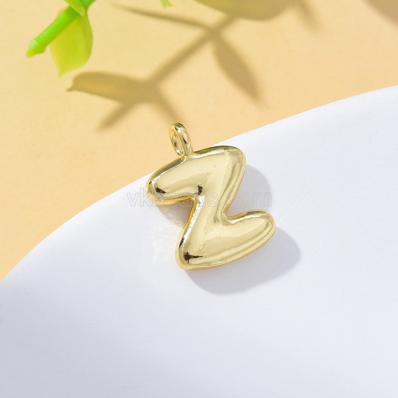 A-Z English Letters Gold Color Plated Brass Charm Pendants, Approx 12x17mm, Sell by Piece