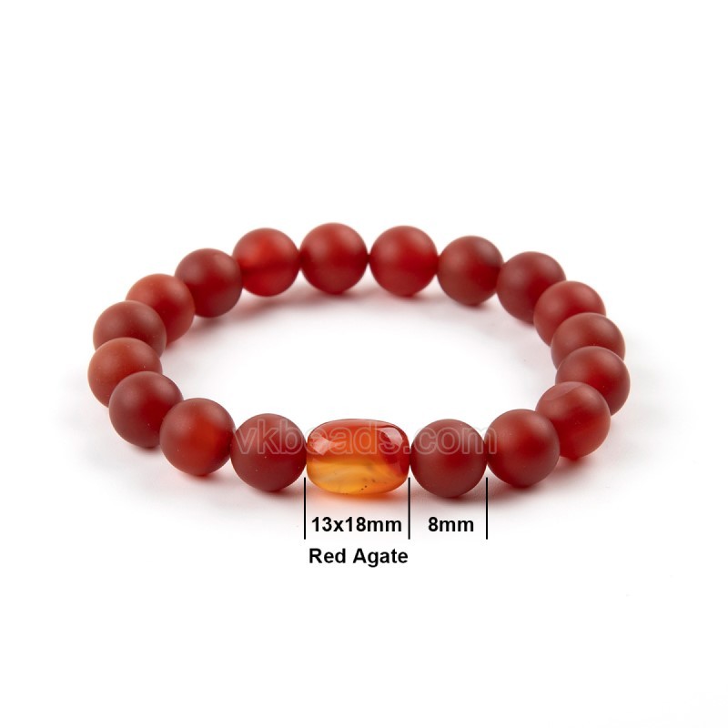 Red Agate Matte Round Beads Stretchy Bracelets, Approx 10mm, Sell by Piece