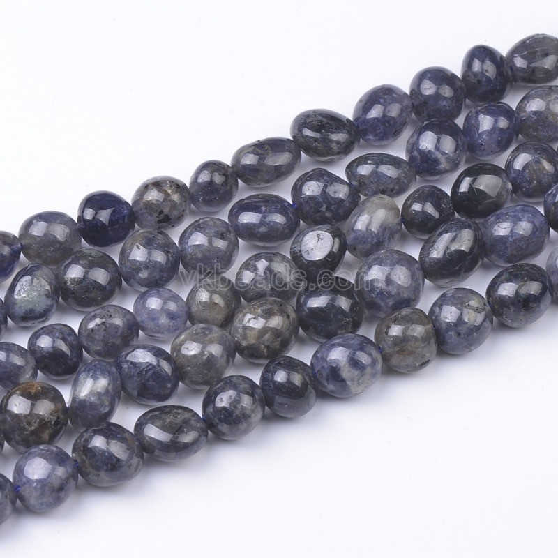 Iolite Smooth Nuggets Beads Strands, Approx 6x8-8x10mm, 38cm/strand