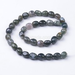 Moss Agate Smooth Nuggets Beads Strands, Approx 6x8-8x10mm, 38cm/strand