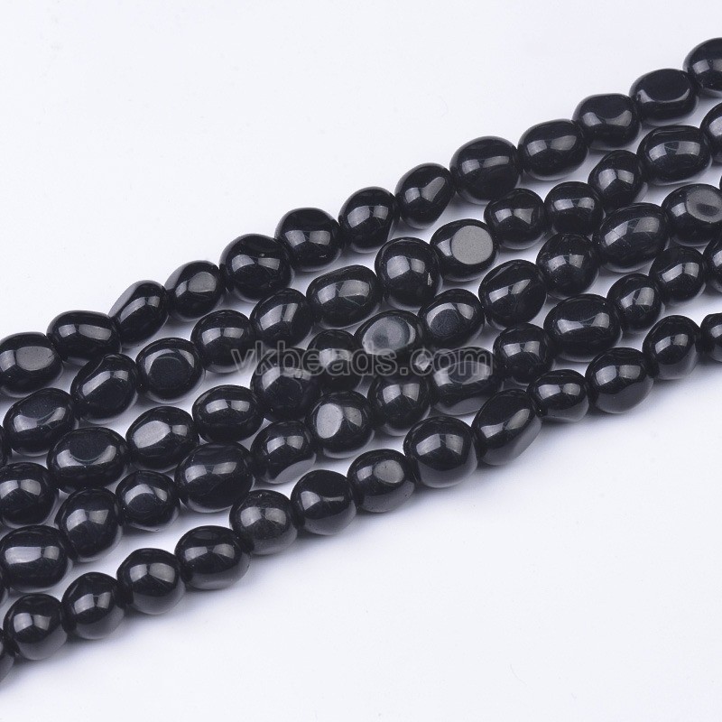 Black Obsidian Smooth Nuggets Beads Strands, Approx 6x8-8x10mm, 38cm/strand