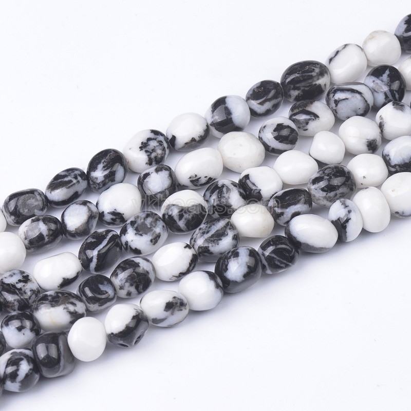 Zebra Jasper Smooth Nuggets Beads Strands, Approx 6x8-8x10mm, 38cm/strand