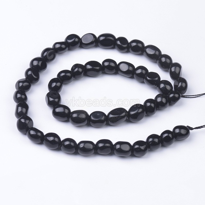 Black Obsidian Smooth Nuggets Beads Strands, Approx 6x8-8x10mm, 38cm/strand