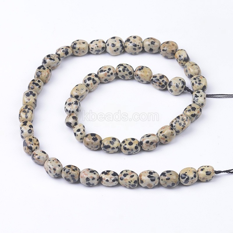 Dalmatian Jasper Smooth Nuggets Beads Strands, Approx 6x8-8x10mm, 38cm/strand