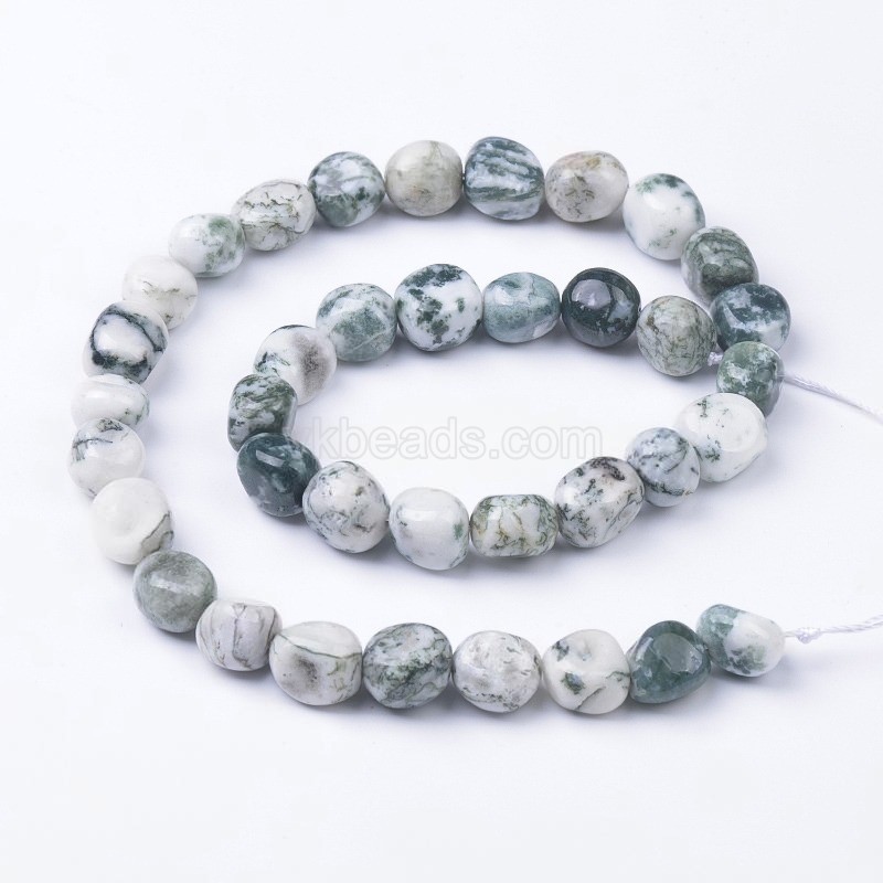 Tree Agate Smooth Nuggets Beads Strands, Approx 6x8-8x10mm, 38cm/strand