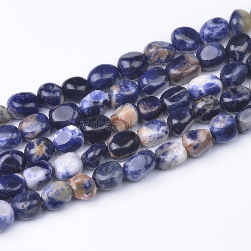 Sodalite Smooth Nuggets Beads Strands, Approx 6x8-8x10mm, 38cm/strand