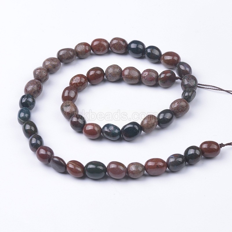 Blood Stone Smooth Nuggets Beads Strands, Approx 6x8-8x10mm, 38cm/strand
