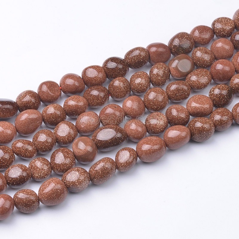 Gold Sandstone Smooth Nuggets, Approx 6x8-8x10mm, 38cm/strand