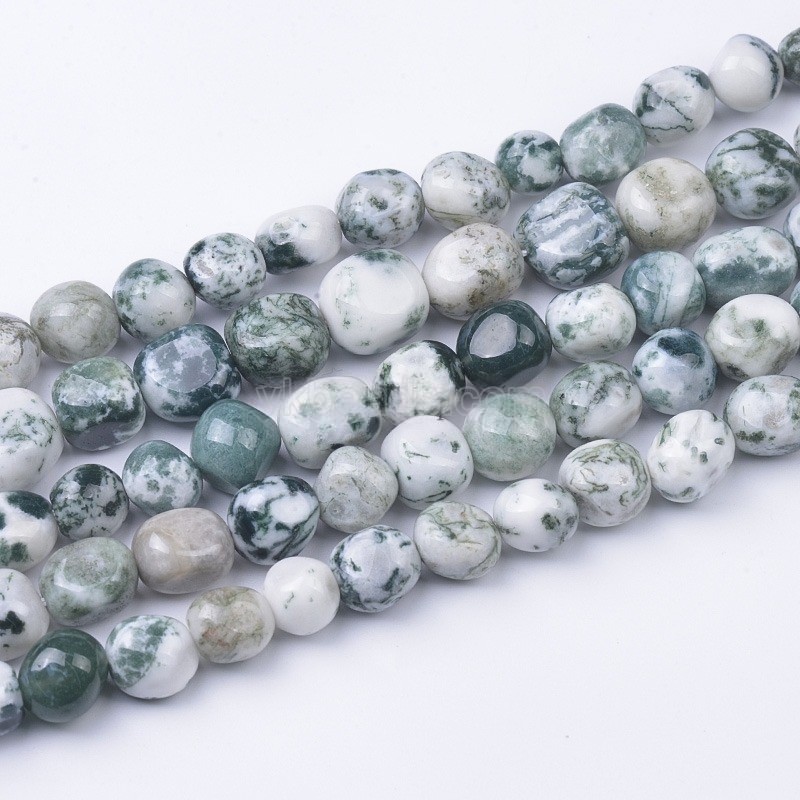 Tree Agate Smooth Nuggets Beads Strands, Approx 6x8-8x10mm, 38cm/strand