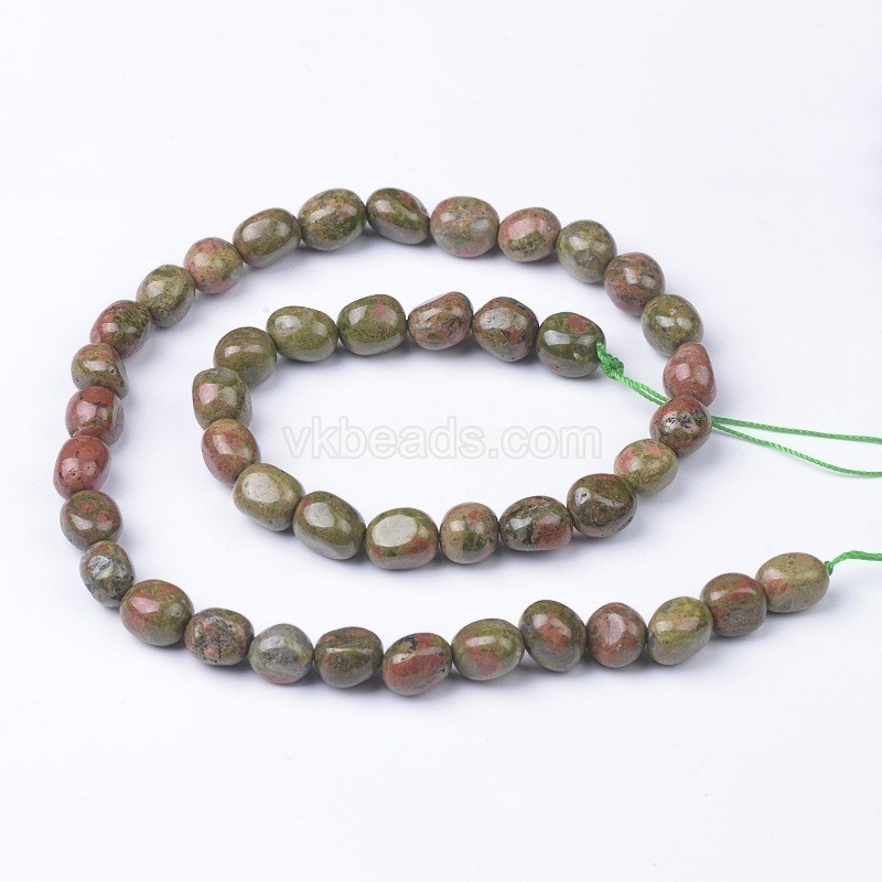 Unakite Smooth Nuggets, Approx 6x8-8x10mm, 38cm/strand