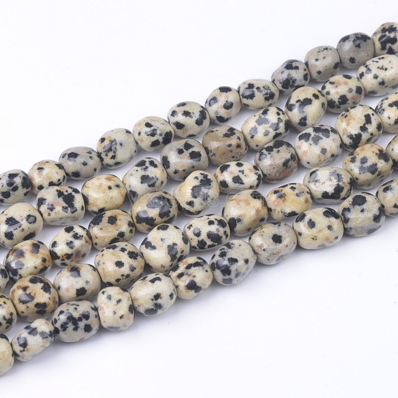 Dalmatian Jasper Smooth Nuggets Beads Strands, Approx 6x8-8x10mm, 38cm/strand