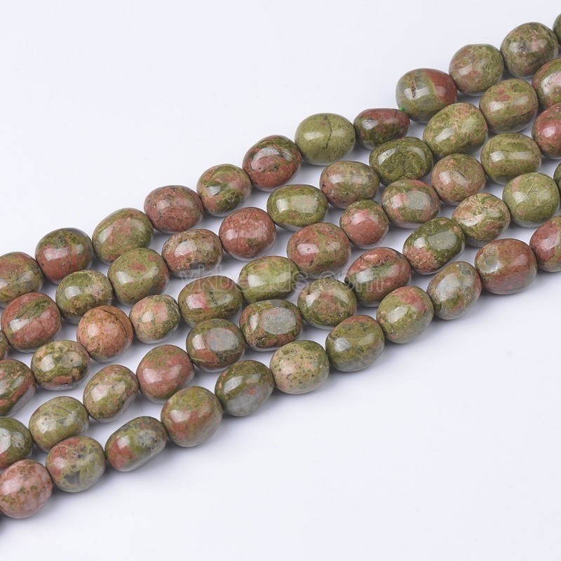 Unakite Smooth Nuggets, Approx 6x8-8x10mm, 38cm/strand