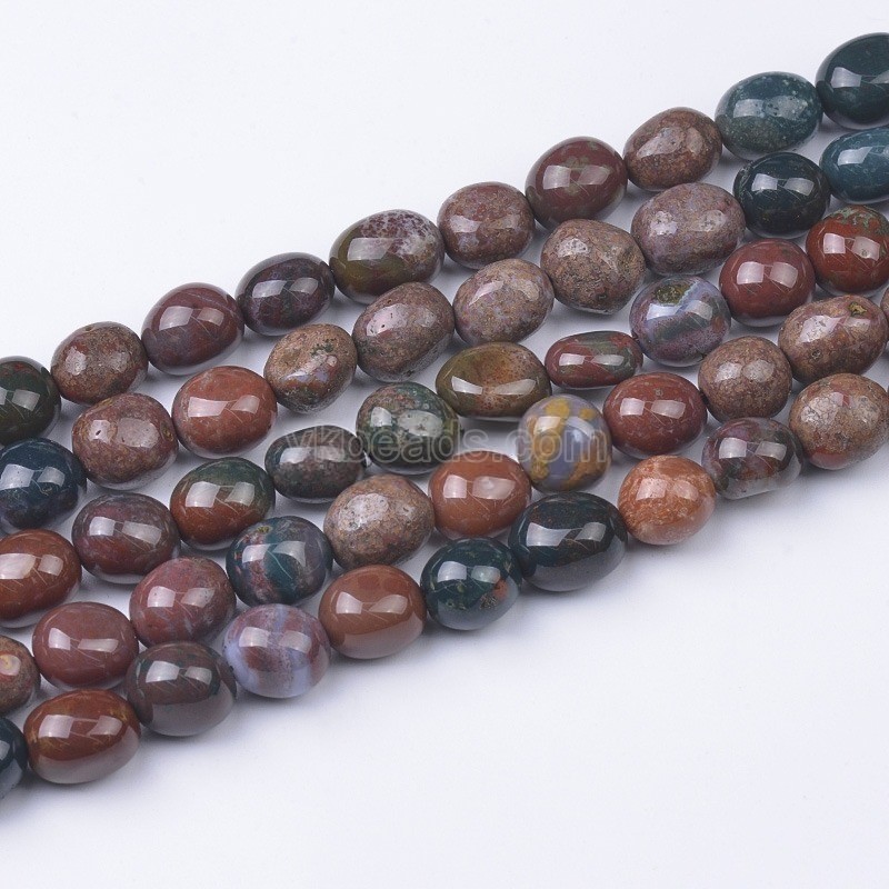 Blood Stone Smooth Nuggets Beads Strands, Approx 6x8-8x10mm, 38cm/strand