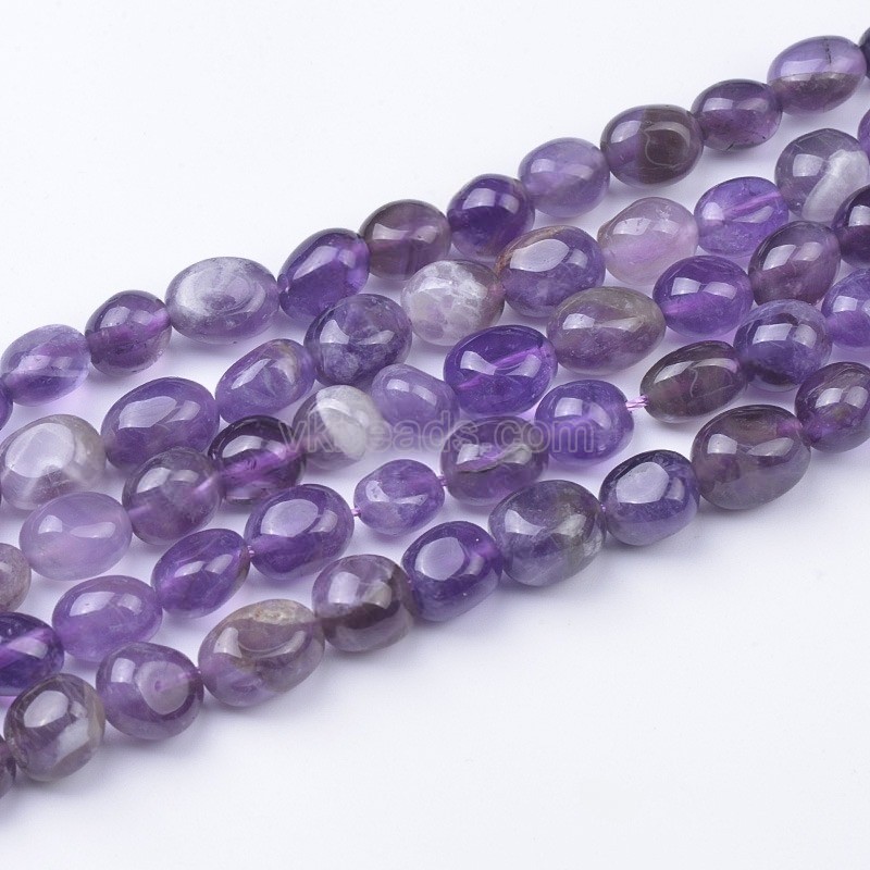 Amethyst Smooth Nuggets Beads Strands, Approx 6x8-8x10mm, 38cm/strand